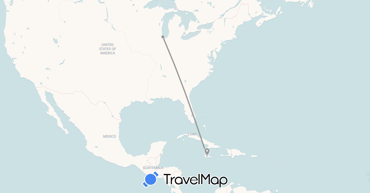 TravelMap itinerary: driving, plane in Jamaica, United States (North America)